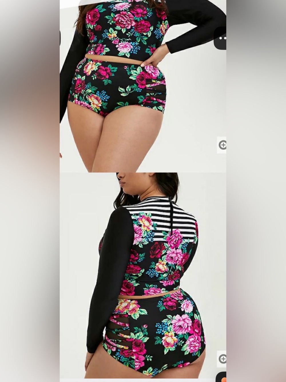 NWOT TORRID FLORAL AND STRIPED BATHING SUIT